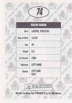 1995 Panini Cricket Stickers #74 Wasim Akram Back