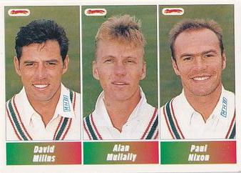 1995 Panini Cricket Stickers #77 David Millns / Alan Mullally / Paul Nixon Front