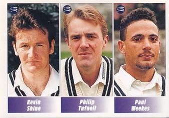 1995 Panini Cricket Stickers #103 Kevin Shine / Philip Tufnell / Paul Weekes Front