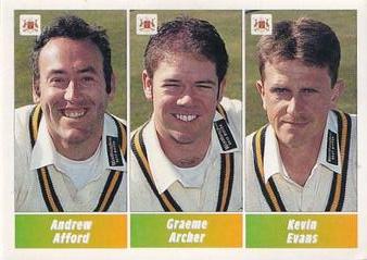 1995 Panini Cricket Stickers #114 Andrew Afford / Graeme Archer / Kevin Evans Front