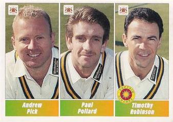 1995 Panini Cricket Stickers #117 Andrew Pick / Paul Pollard / Timothy Robinson Front