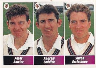 1995 Panini Cricket Stickers #121 Peter Bowler / Andrew Caddick / Simon Ecclestone Front