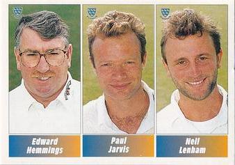 1995 Panini Cricket Stickers #143 Edward Hemmings / Paul Jarvis / Neil Lenham Front