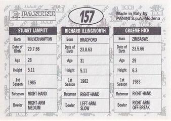 1995 Panini Cricket Stickers #157 Graeme Hick / Richard Illingworth / Stuart Lampitt Back