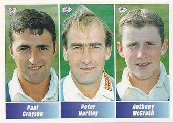 1995 Panini Cricket Stickers #164 Paul Grayson / Peter Hartley / Anthony McGrath Front