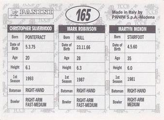 1995 Panini Cricket Stickers #165 Martyn Moxon / Mark Robinson / Christopher Silverwood Back