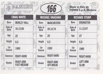 1995 Panini Cricket Stickers #166 Richard Stemp / Michael Vaughan / Craig White Back