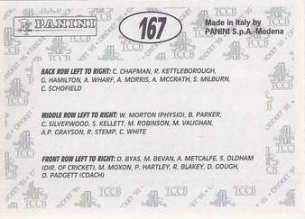 1995 Panini Cricket Stickers #167 Yorkshire Team Photo Back