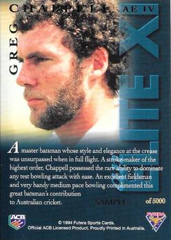 1994-95 Futera Cricket - An Elite XI Samples #AE IV Greg Chappell Back