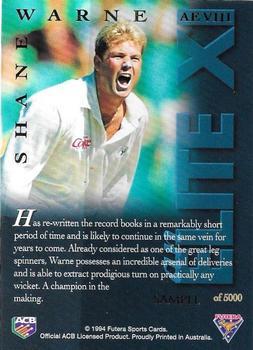 1994-95 Futera Cricket - An Elite XI Samples #AE VIII Shane Warne Back