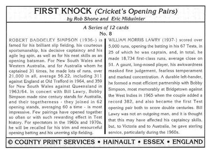 1994 County Print Services First Knock (Cricket Opening Pairs) #8 W.M. Lawry / R.B. Simpson Back