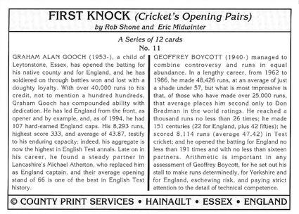 1994 County Print Services First Knock (Cricket Opening Pairs) #11 G.Boycott / G.A. Gooch Back