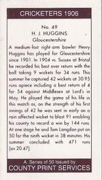 1992 County Print Services Cricketers 1906 #49 Henry Huggins Back