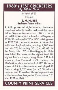 1992 County Print Services 1960's Test Cricketers #43 Seymour Nurse Back