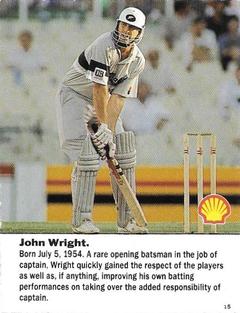 1992 Shell World Of Cricket (New Zealand) #15 John Wright Front