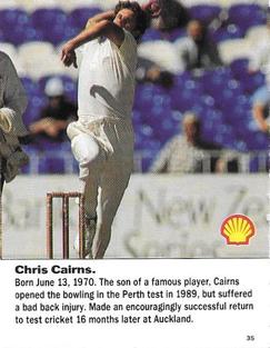 1992 Shell World Of Cricket (New Zealand) #35 Chris Cairns Front