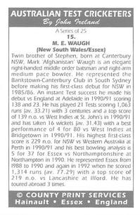 1993 County Australian Test Cricketers #15 Mark Waugh Back