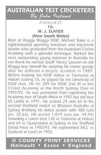 1993 County Australian Test Cricketers #16 Mike Slater Back