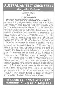 1993 County Australian Test Cricketers #24 Tom Moody Back