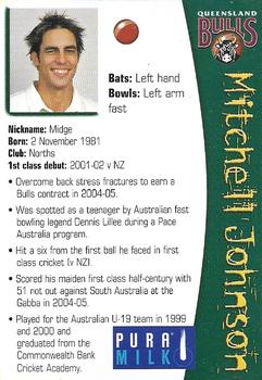 2005-06 Queensland Bulls #NNO Mitchell Johnson Back