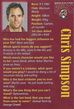 2009-10 Queensland Bulls Cricket #NNO Chris Simpson Back