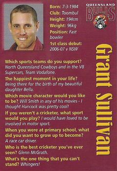 2009-10 Queensland Bulls Cricket #NNO Grant Sullivan Back