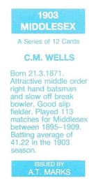 1990 A.T. Marks 1903 Middlesex Cricketers #NNO Cyril Wells Back