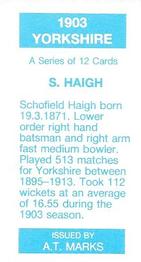 1990 A.T. Marks 1903 Yorkshire Cricketers #NNO Schofield Haigh Back