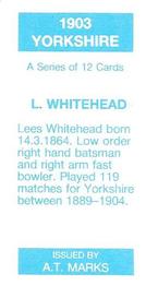 1990 A.T. Marks 1903 Yorkshire Cricketers #NNO Lees Whitehead Back