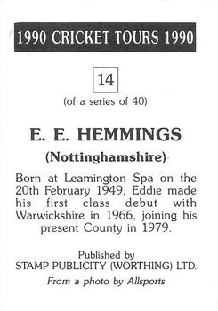 1990 Stamp Publicity Cricket Tours #14 E.E. Hemmings Back