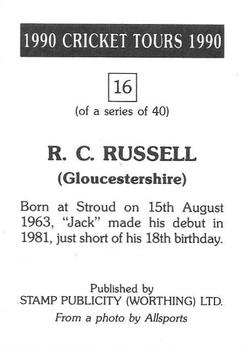 1990 Stamp Publicity Cricket Tours #16 R.C. Russell Back