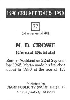 1990 Stamp Publicity Cricket Tours #27 M.D. Crowe Back