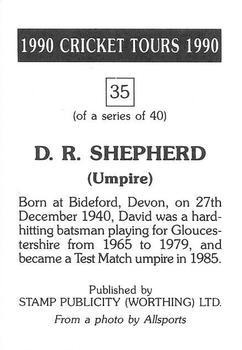 1990 Stamp Publicity Cricket Tours #35 D. Shepherd Back