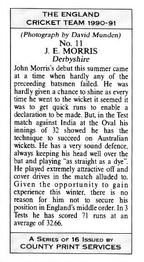 1990-91 County Print Services The England Cricket Team #11 John Morris Back