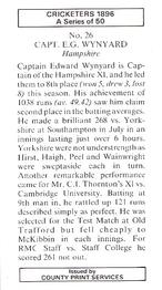 1989 County Print Services 1896 Cricketers #26 Teddy Wynyard Back