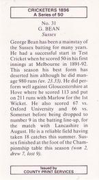 1989 County Print Services 1896 Cricketers #31 George Bean Back