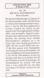 1989 County Print Services 1896 Cricketers #38 Herbert Bainbridge Back