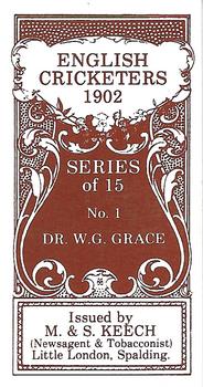 1986 M. & S. Keech 1902 English Cricketers #1 W.G. Grace Back