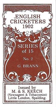 1986 M. & S. Keech 1902 English Cricketers #2 George Brann Back