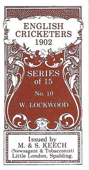 1986 M. & S. Keech 1902 English Cricketers #10 Bill Lockwood Back