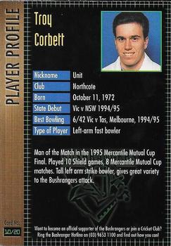 1996-97 Victorian Bushrangers Cricket #10 Troy Corbett Back