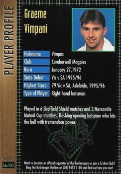 1996-97 Victorian Bushrangers Cricket #16 Graeme Vimpani Back