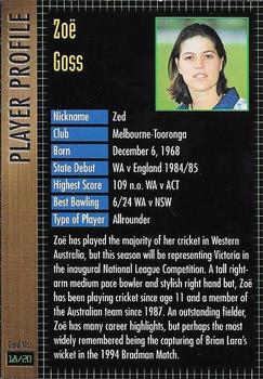 1996-97 Victorian Bushrangers Cricket #18 Zoe Goss Back