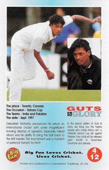 1997 Big Fun Bubble Gum Sahara Cup Special Edition Cricket #4 Debashish Mohanty Back