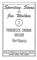 1997 Richards Collection Cricket Sporting Stars #3 Frederick Ingram Walden Back