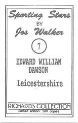 1997 Richards Collection Cricket Sporting Stars #7 Edward William Dawson Back