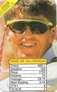 1997 Universal Cricket Test Superstars Trump Game (Bowlers) #NNO Fanie de Villiers Front