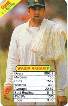 1997 Universal Cricket One Day International Bowlers Trump Game #NNO Wasim Akram Front