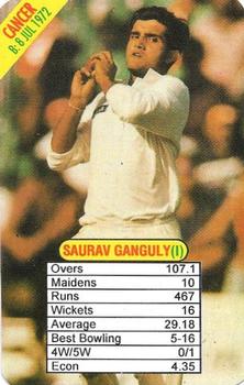 1997 Universal Cricket One Day International Bowlers Trump Game #NNO Sourav Ganguly Front