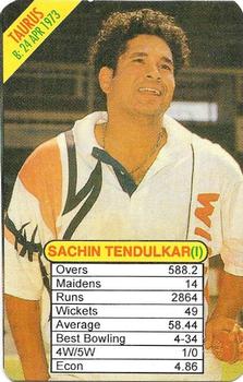 1997 Universal Cricket One Day International Bowlers Trump Game #NNO Sachin Tendulkar Front